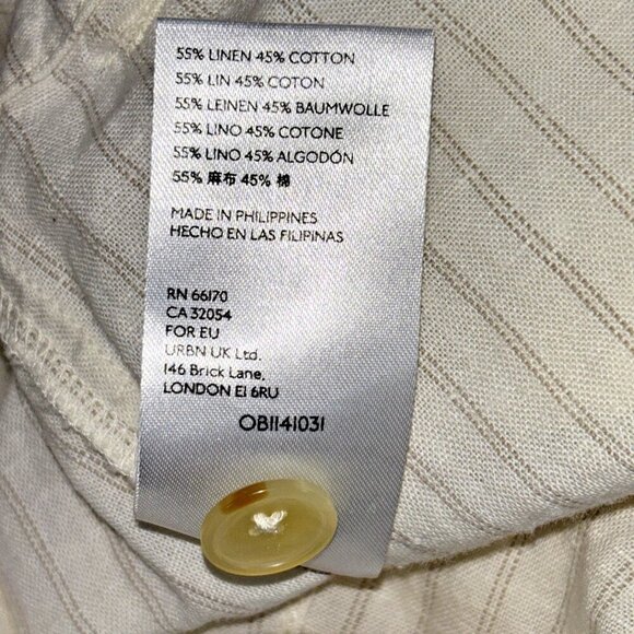 Maeve Anthropologie Cream Wide Leg Paper Bag linen Blend Pants Rope Belt Size 10 - Picture 11 of 12